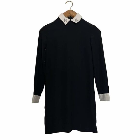 Victoria Beckham Target Bunny Collared Dress Black White Long Sleeve Size Extra - Picture 4 of 7